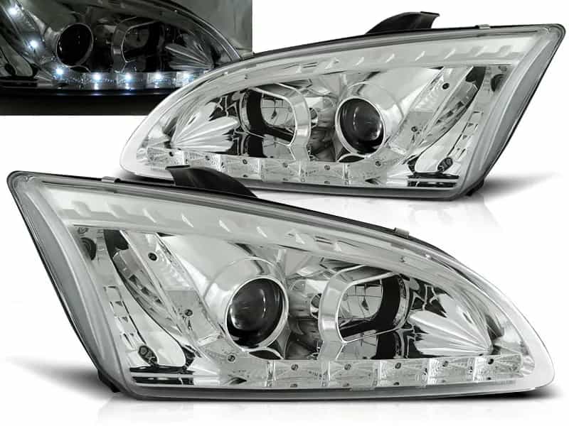 Reflektory Soczewkowe LED Daylight Chrome | Ford Focus MK2 Przedlift (09.2004 – 01.2008)