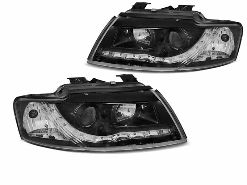 Reflektory Soczewkowe LED Daylight Chrome z Silniczkami | Audi A4 B6 Cabrio (2002–2006)