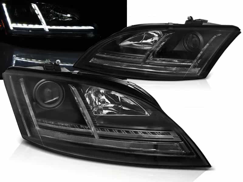 Reflektory Soczewkowe Ksenon D1S+H1 Black z LED DRL i Dynamiczny Kierunek Audi TT 8J Przedlift (06–10) z AFS