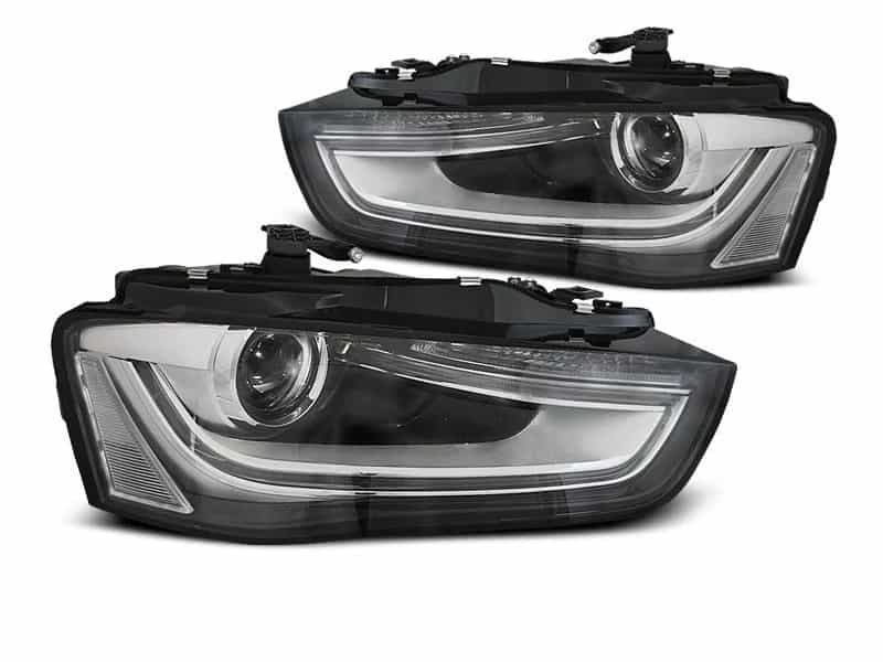 Reflektory Soczewkowe H7 Black z LED TRU DRL i Silniczkiem | Audi A4 B8 Polift (2012–2015)