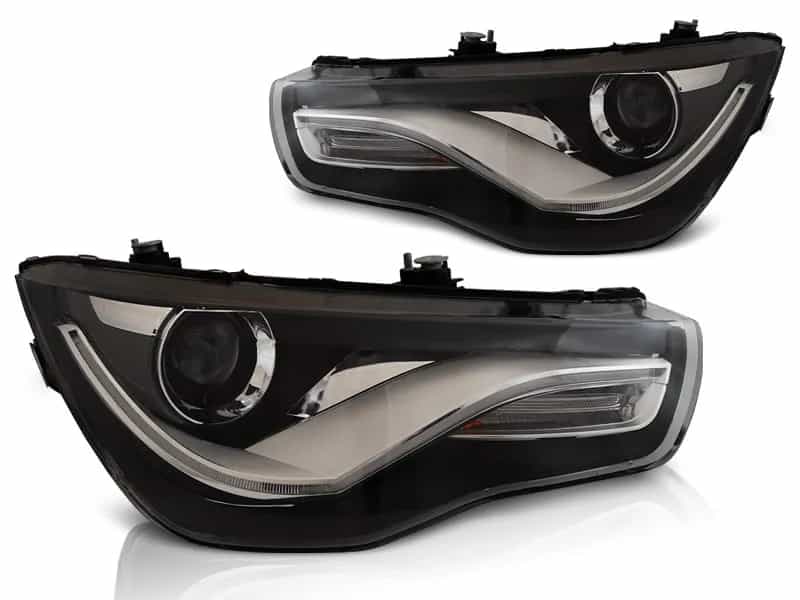 Reflektory Soczewkowe H7 Black LED TRU DRL Silniczkami | Audi A4 B8 / Audi A1 8X Przedlift (04.2010–12.2014)