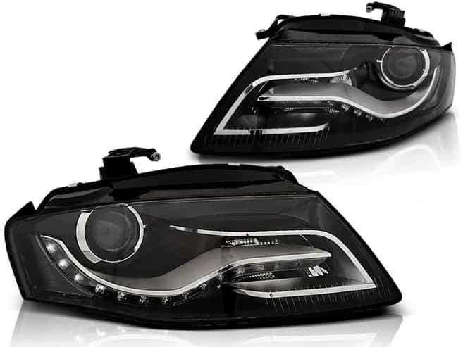 Reflektory Soczewkowe Lampy przednie H7 Black z LED TRU DRL | Audi A4 B8 Przedlift (04.2008–11.2011)