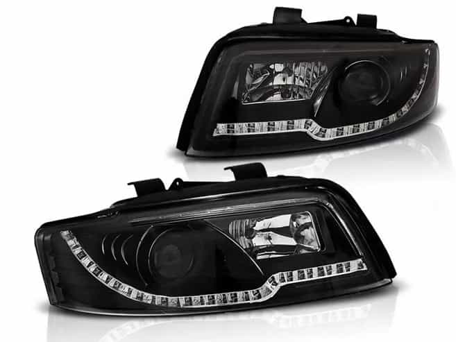Reflektory Soczewkowe Lampy przednie H7/H1 Black LED Tube Light | Audi A4 B6 (10.2000–10.2004)