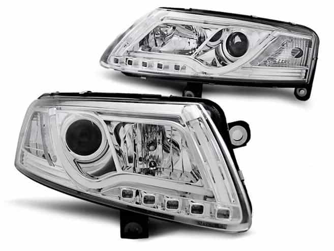 Reflektory Ksenonowe D2S/H1 Lampy Chrome LED Tube Light DRL Audi A6 C6 Przedlift (04.2004–2008)