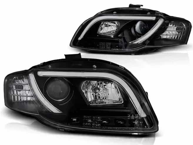 Reflektory Soczewkowe H7/H1 Lampy Black LED Tube Light TRU DRL Audi A4 B7 (11.2004–03.2008)