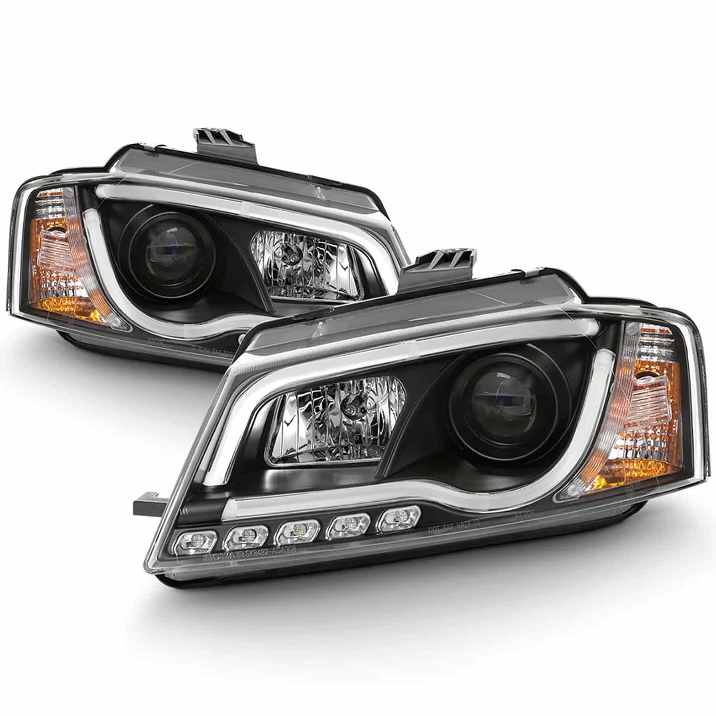 Reflektory Soczewkowe H7/H1 Lampy Black LED Tube Light DRL | Audi A3 8P (05.2003–03.2008)